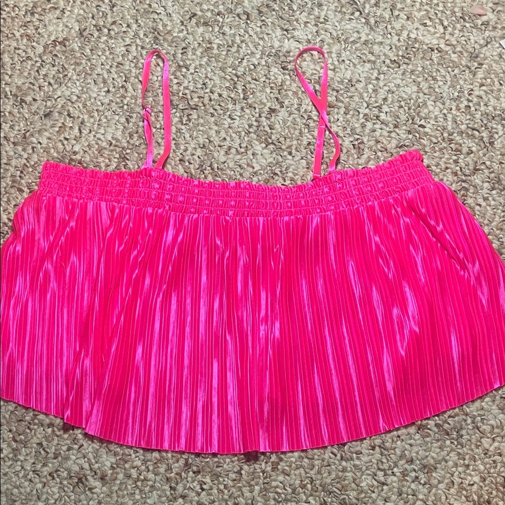 BP Hot Pink Pleated Crop Top